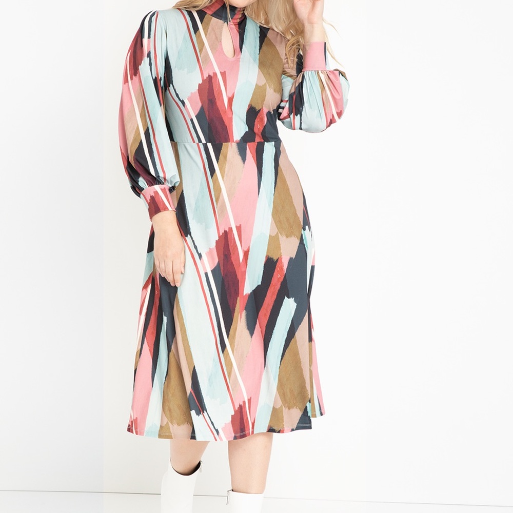 Eloquii A-Line Dress With Puff Sleeves